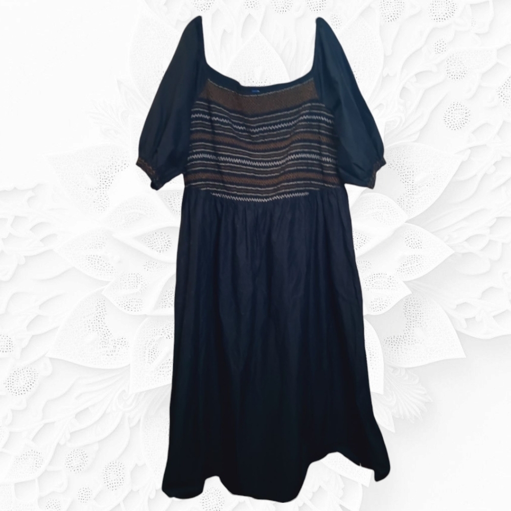 NWT Black Maxi Dress With Colorful Gathered Bodice Size 3X